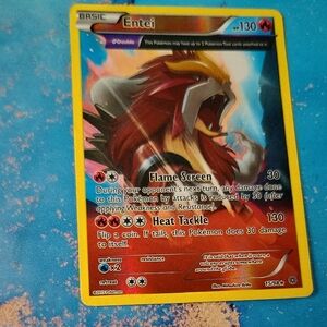 Entei Trading Card - Vibrant Red and Gold